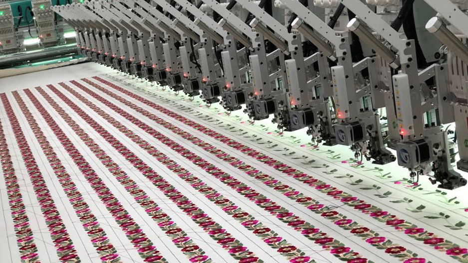 Embroidery machine floor