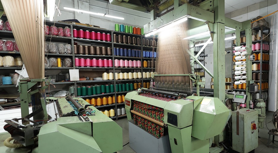 Factory floor with looms